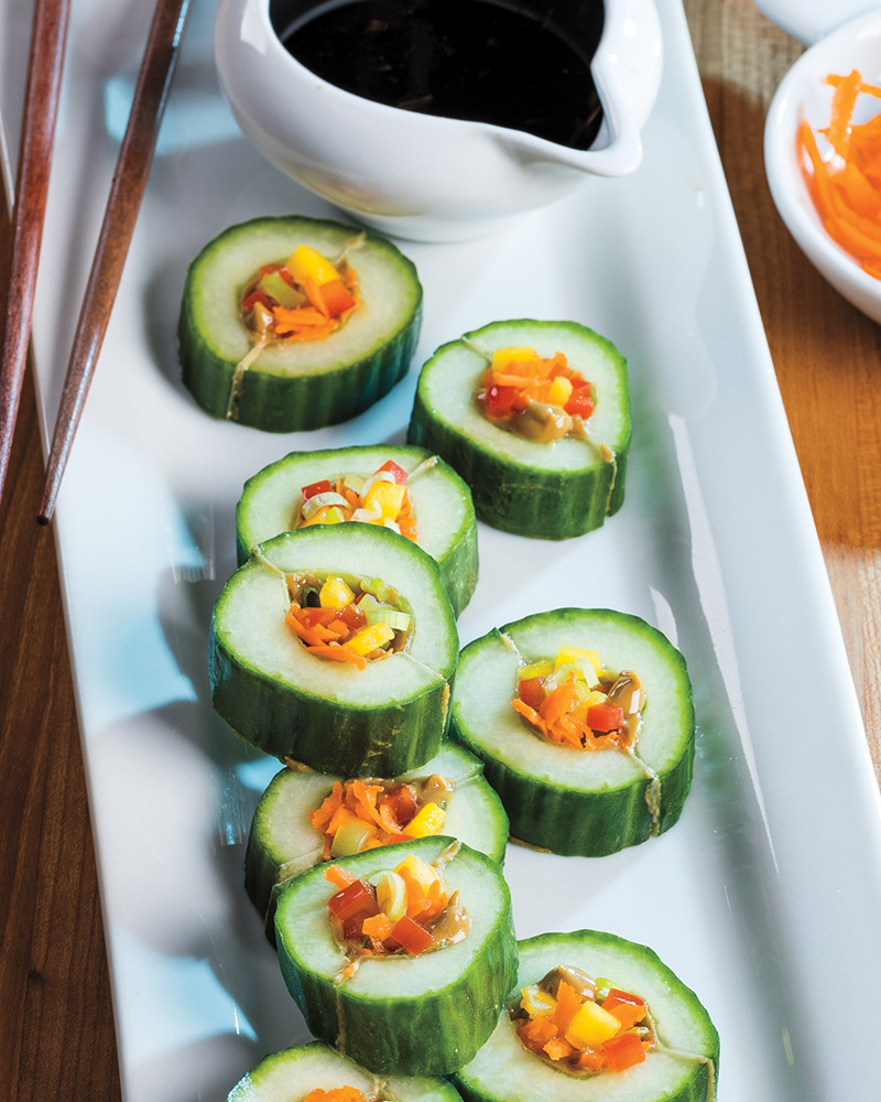 Cucumber Sushi with Ponzu Dipping Sauce
