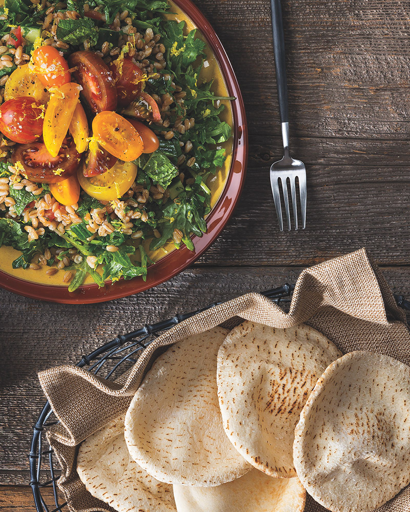 Farro Tabbouleh over Baby Kale Salad