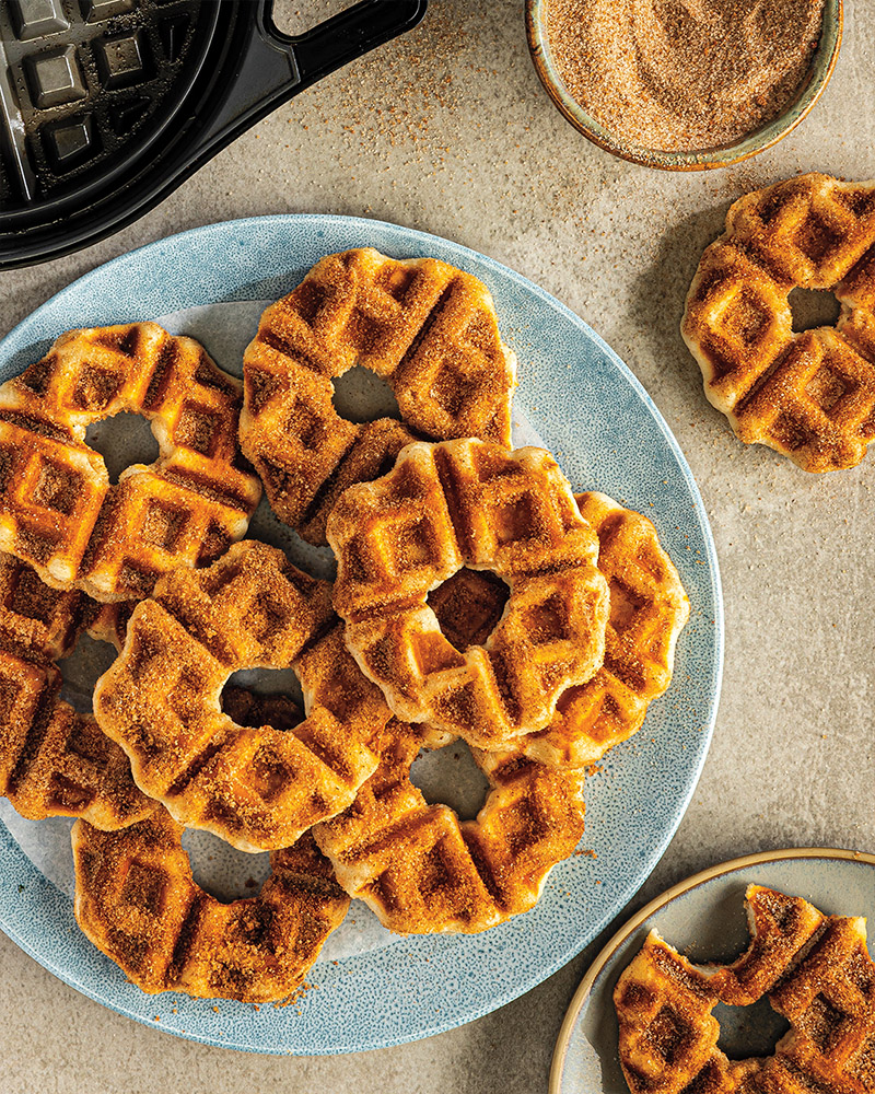 Waffle Iron Cinnamon Donuts