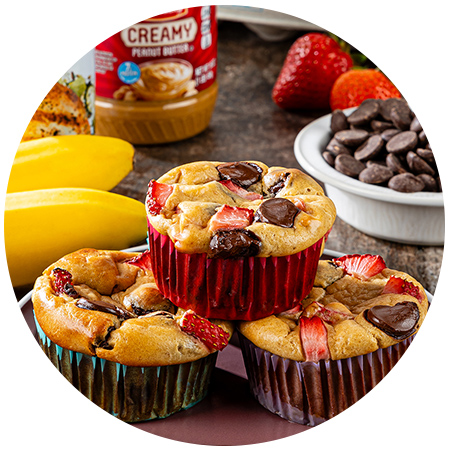 High-Protein Strawberry, Banana & Peanut Butter Muffins